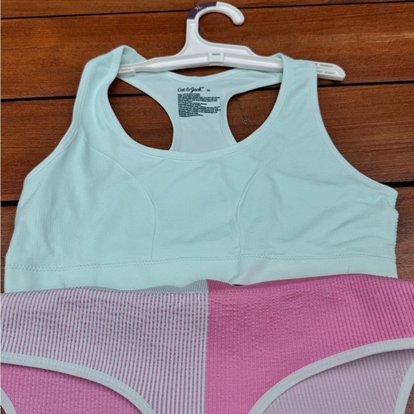 Cat & Jack Girls' 2pk Ribbed Sports Bra - Pink and Mint Size XL NWT - Picture 2 of 6